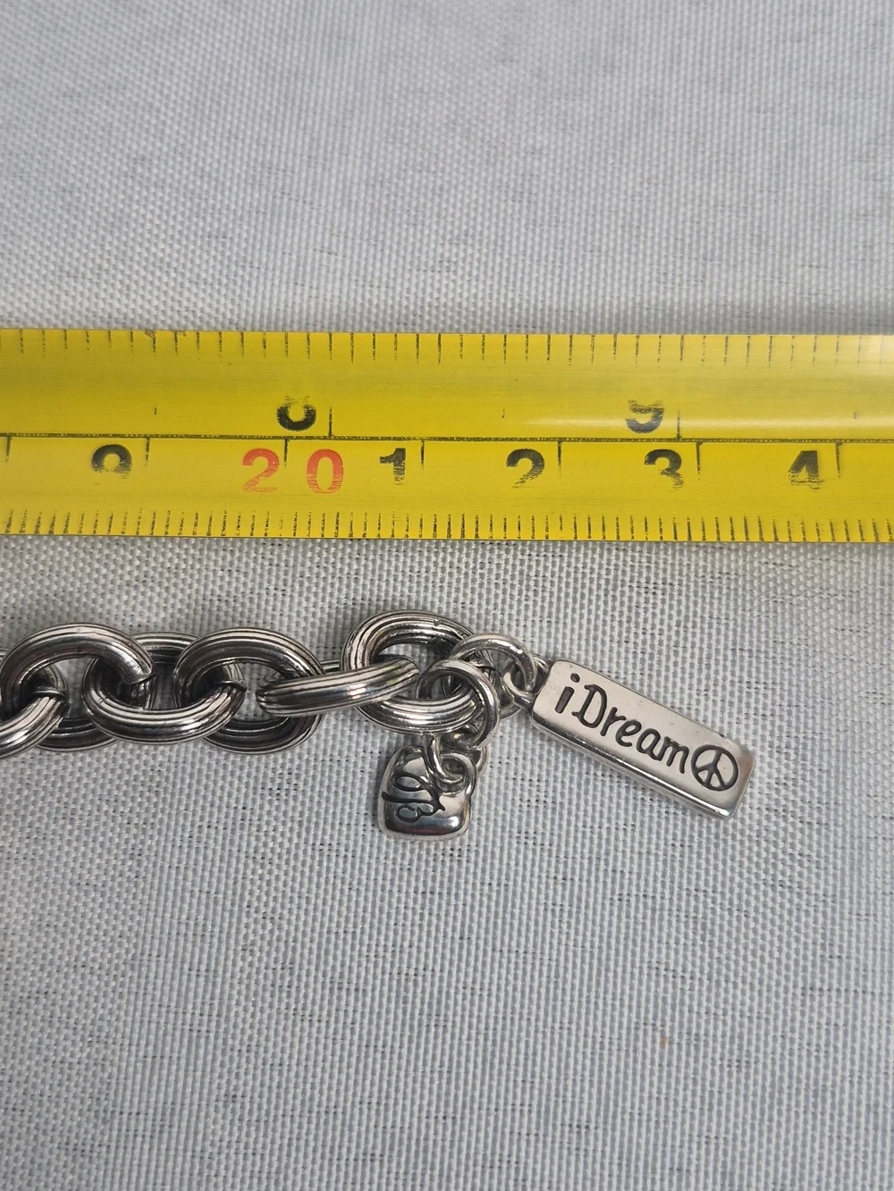 Brighton Vintage Silver Peace Charm Bracelet EUC